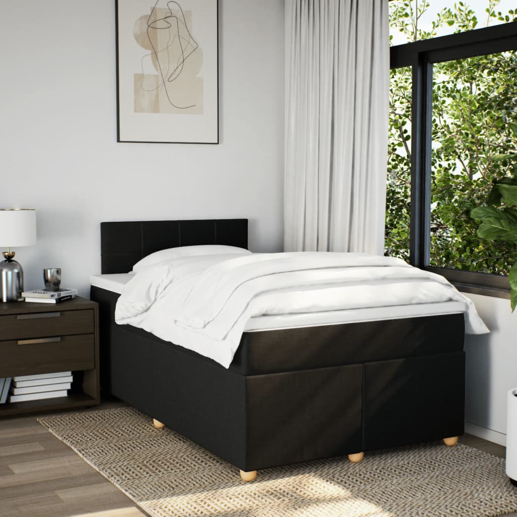 Giroletto a Molle con Materasso Nero 120x190 cm in Tessuto | homemem39