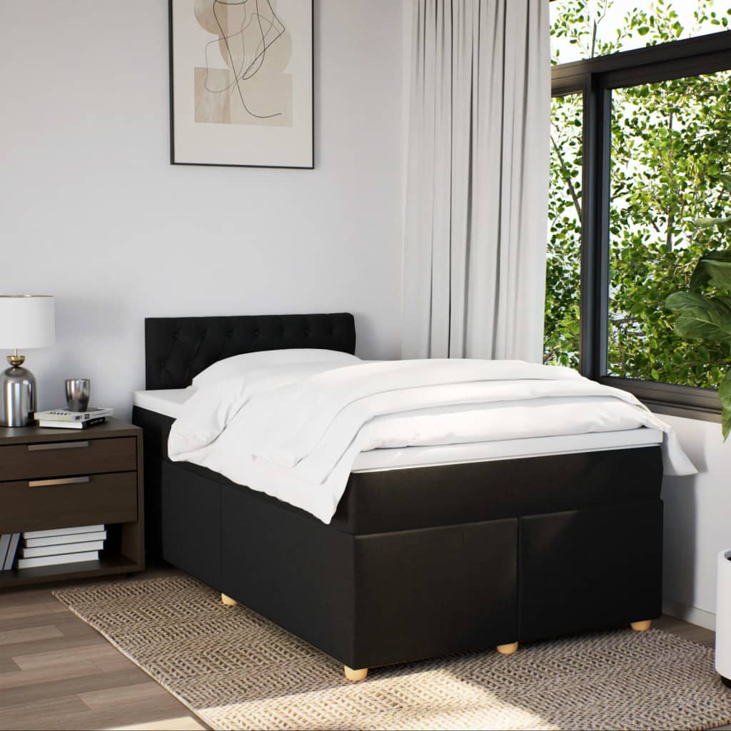 Giroletto a Molle con Materasso Nero 120x190 cm in Tessuto | homemem39