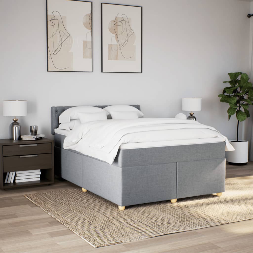 Giroletto a Molle con Materasso Grigio Chiaro 140x190cm Tessuto | homemem39