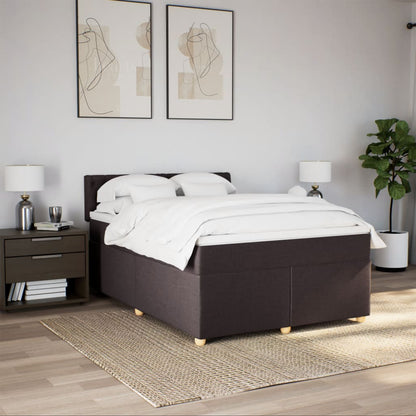 Giroletto a Molle con Materasso Marrone Scuro 140x190cm Tessuto