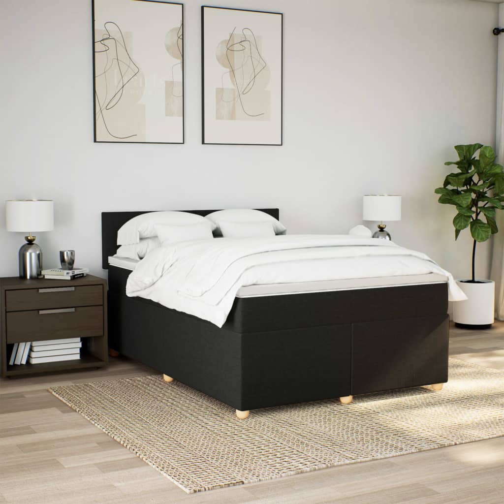 Giroletto a Molle con Materasso Nero 160x200 cm in Tessuto | homemem39