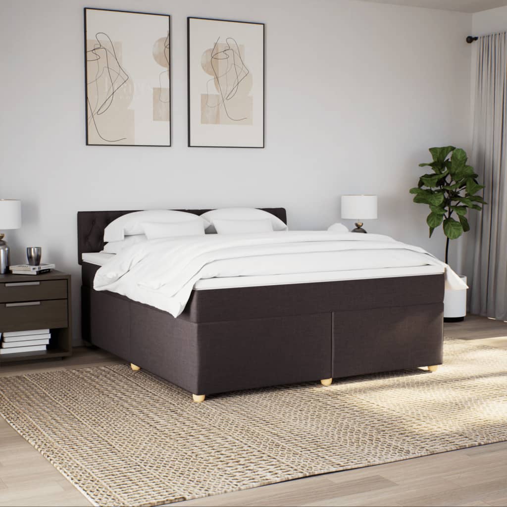 Giroletto a Molle con Materasso Marrone Scuro 180x200cm Tessuto | homemem39