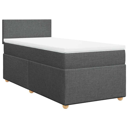 Letto a Molle con Materasso Grigio Scuro Singolo in Tessuto - homemem39