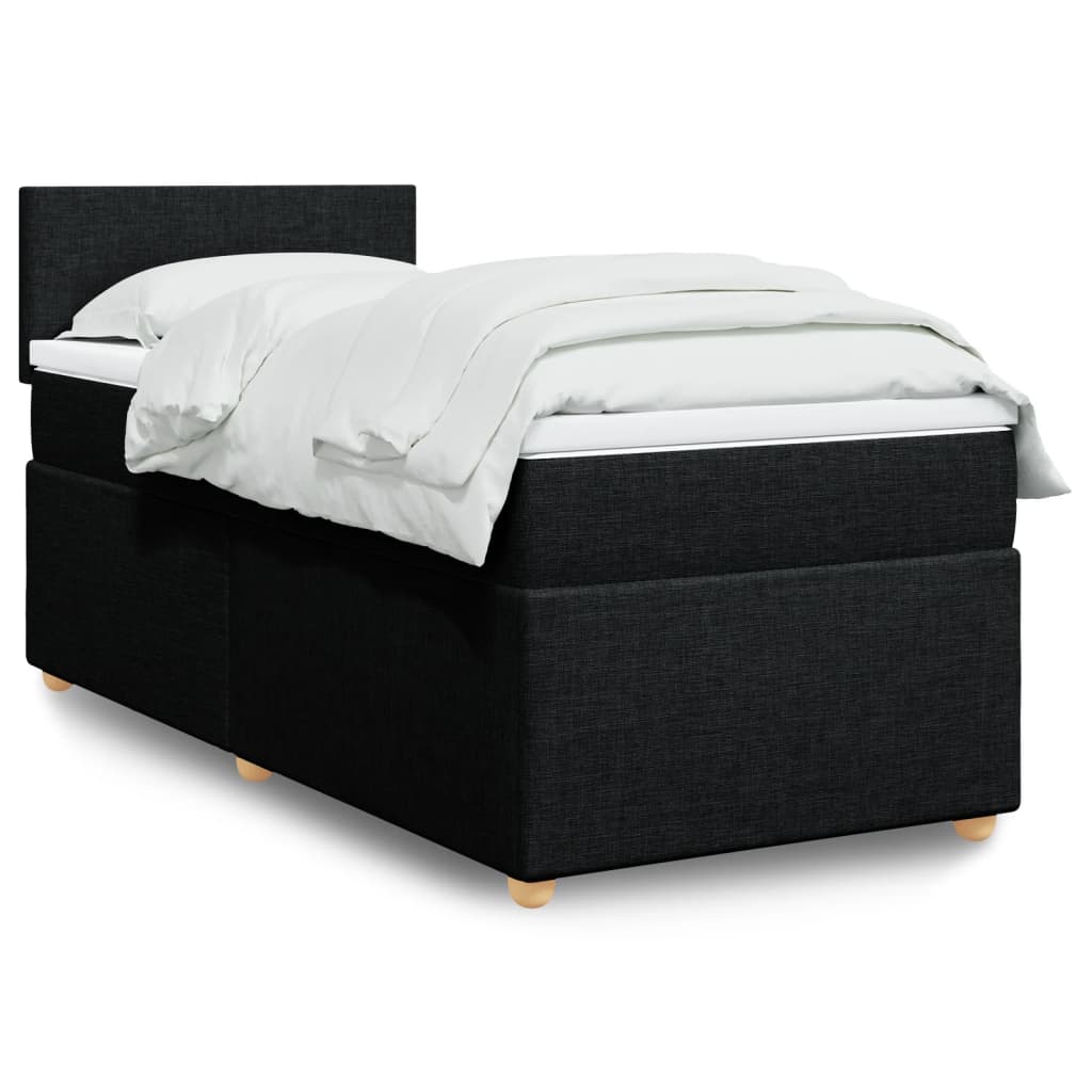 Letto a Molle con Materasso Nero Singolo in Tessuto | homemem39