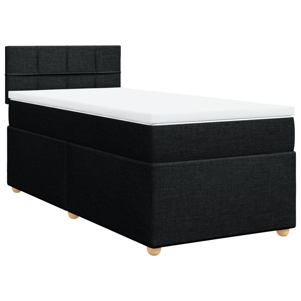 Letto a Molle con Materasso Nero Singolo in Tessuto | homemem39