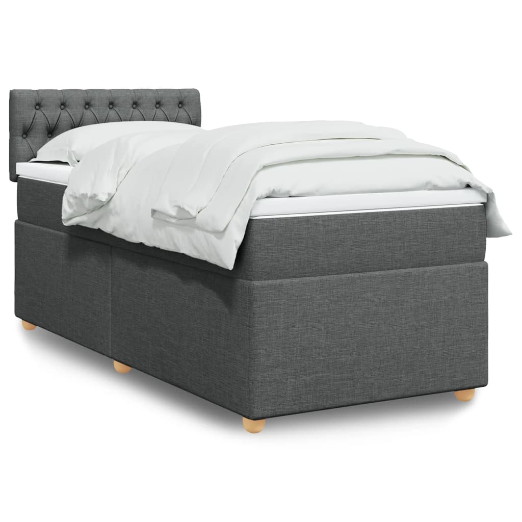Letto a Molle con Materasso Grigio Scuro Singolo in Tessuto - homemem39
