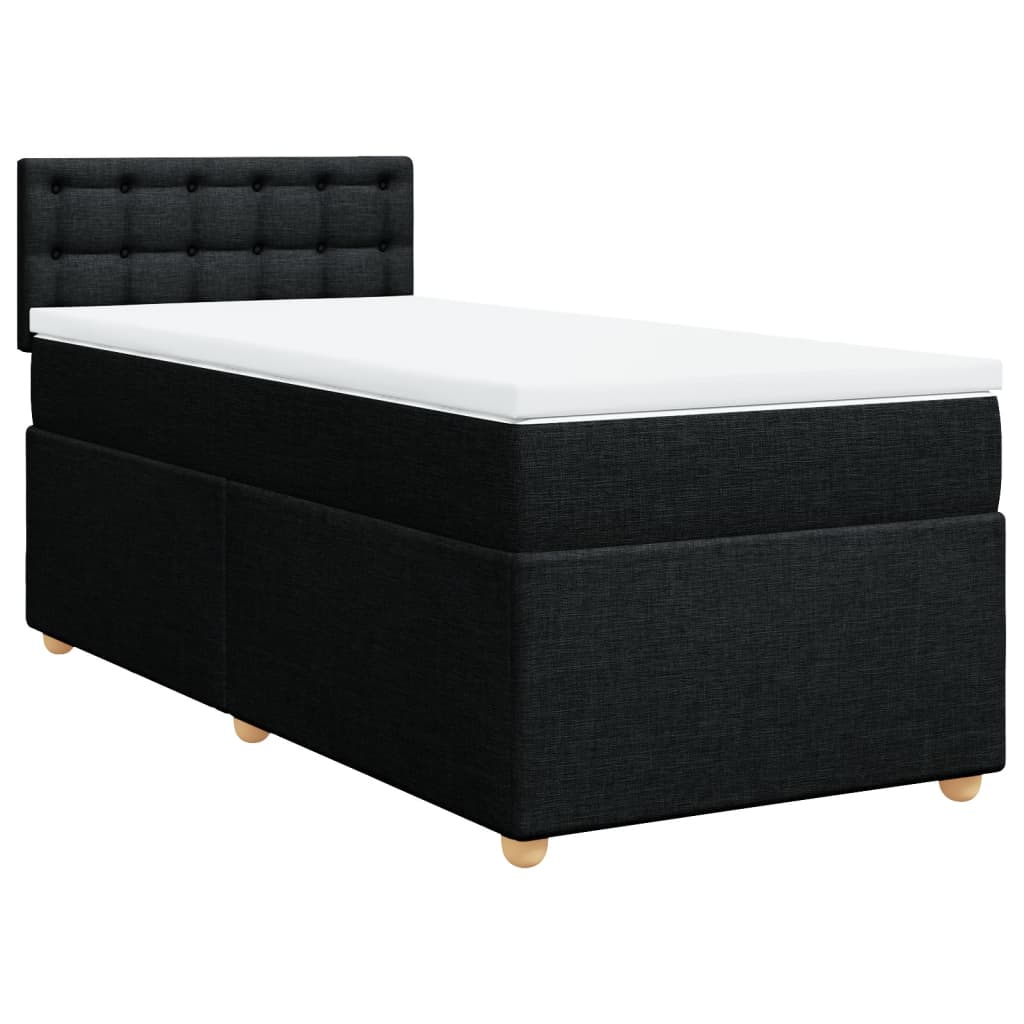 Letto a Molle con Materasso Nero Singolo in Tessuto | homemem39