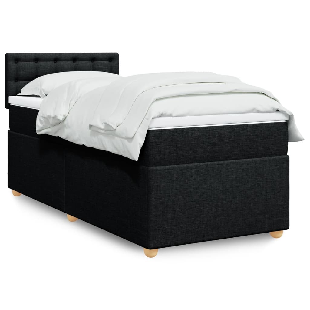 Letto a Molle con Materasso Nero Singolo in Tessuto | homemem39