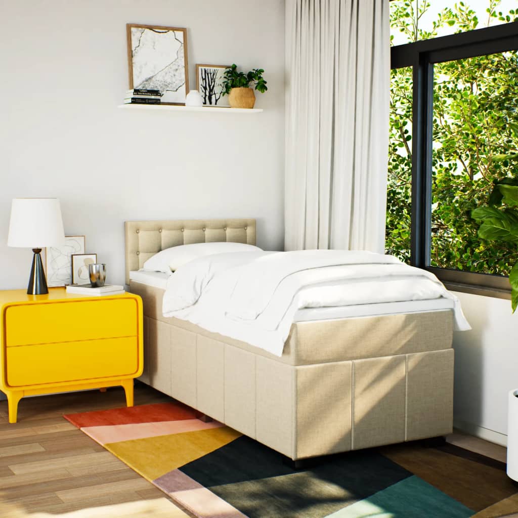 Giroletto a Molle con Materasso Crema 80x200 cm inTessuto | homemem39