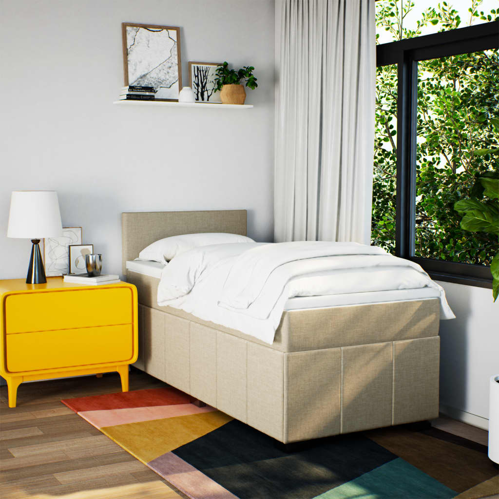 Giroletto a Molle con Materasso Crema 90x190 cm in Tessuto