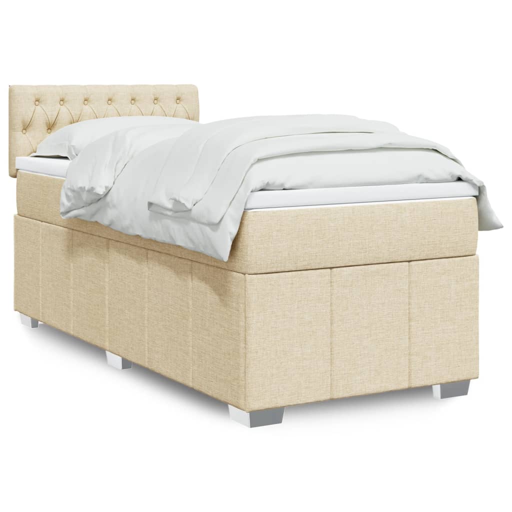 Giroletto a Molle con Materasso Crema 90x190 cm in Tessuto | homemem39