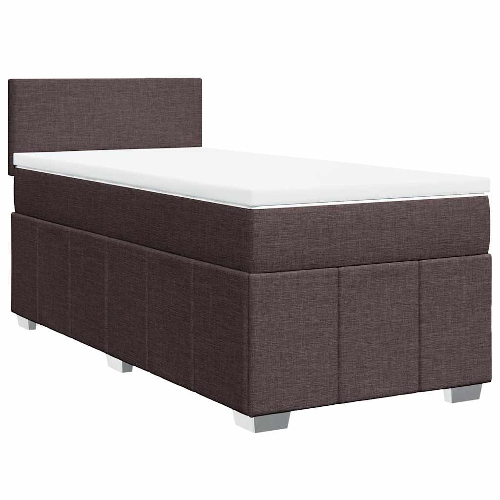 Giroletto a Molle con Materasso Marrone Scuro 90x200 cm Tessuto | homemem39
