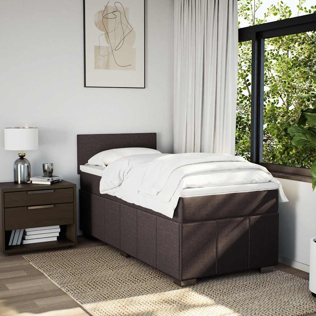Giroletto a Molle con Materasso Marrone Scuro 90x200 cm Tessuto | homemem39