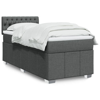 Giroletto a Molle con Materasso Grigio Scuro 90x200 cm Tessuto | homemem39