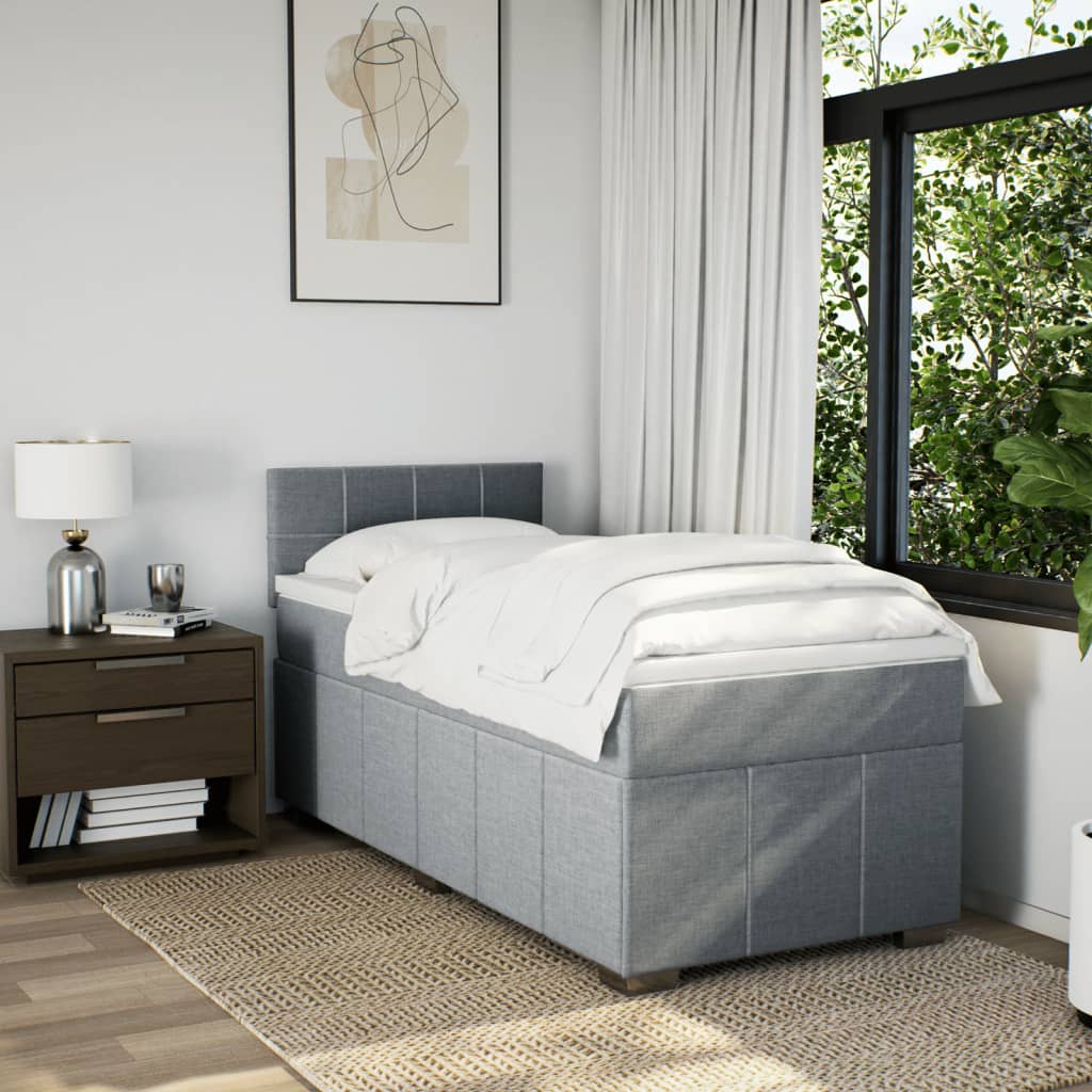 Giroletto a Molle con Materasso Grigio Chiaro100x200 cm Tessuto | homemem39