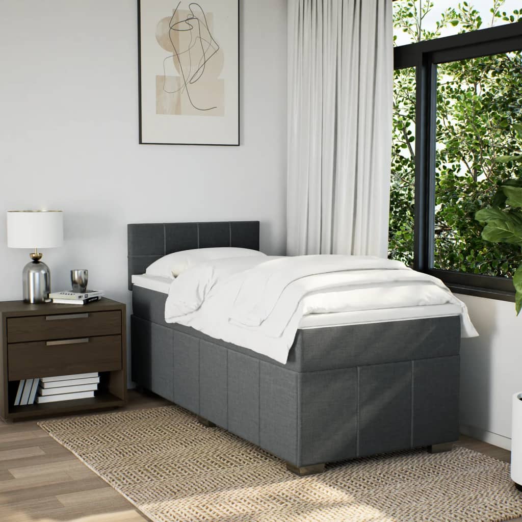 Giroletto a Molle con Materasso Grigio Scuro 100x200 cm Tessuto | homemem39