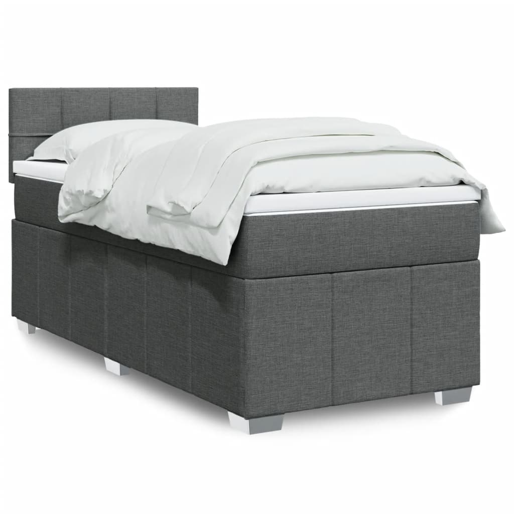 Giroletto a Molle con Materasso Grigio Scuro 100x200 cm Tessuto | homemem39