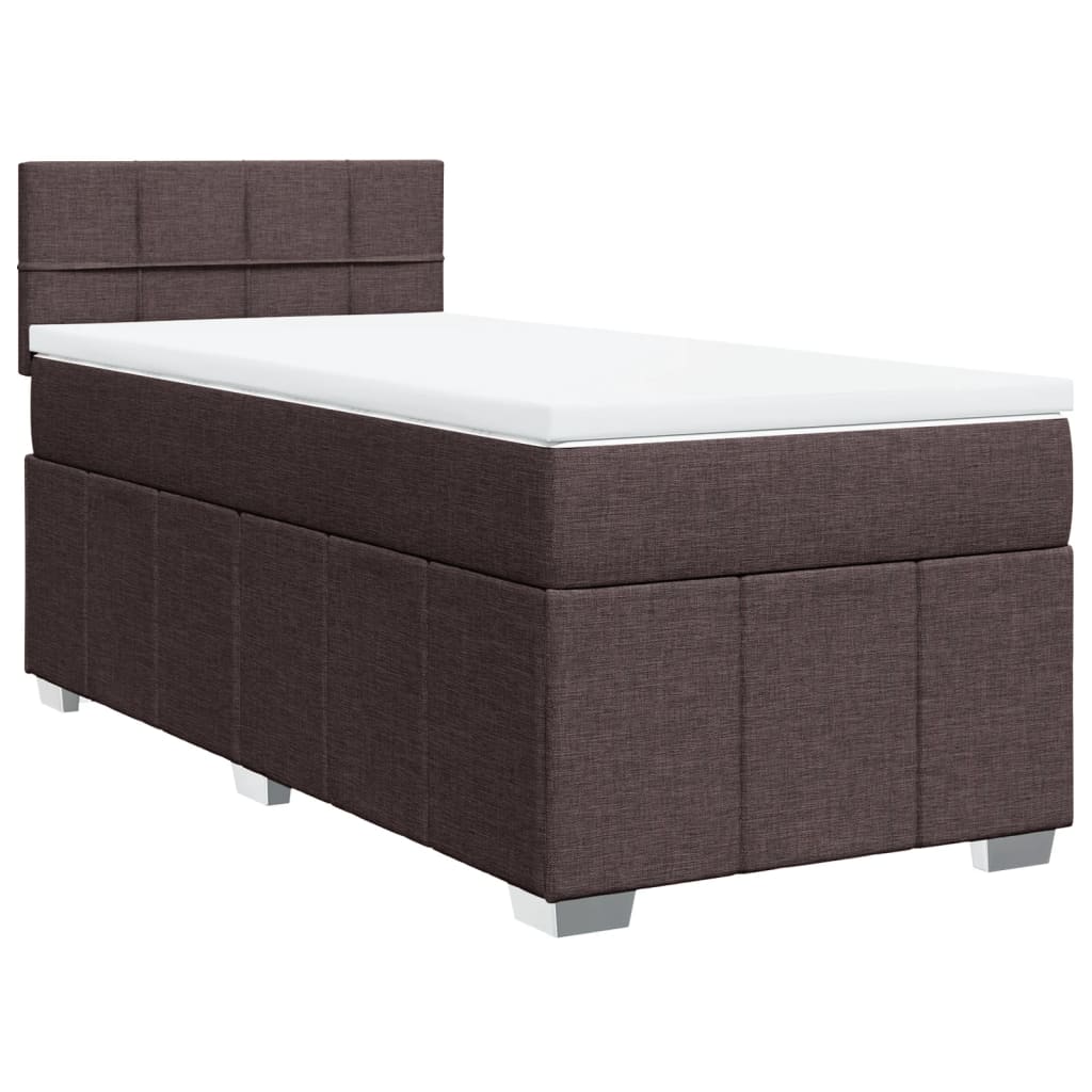 Giroletto a Molle con Materasso Marrone Scuro 100x200cm Tessuto | homemem39