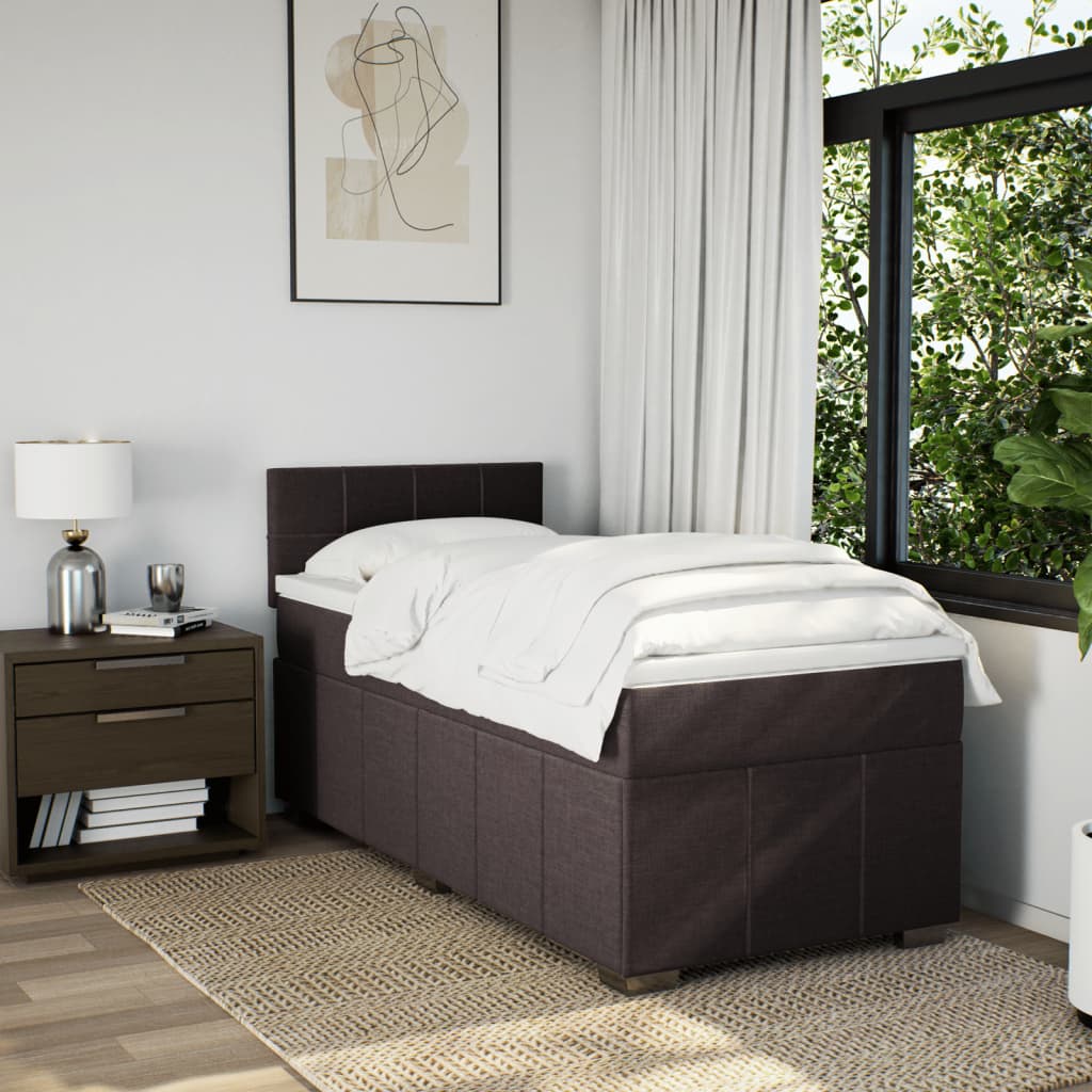 Giroletto a Molle con Materasso Marrone Scuro 100x200cm Tessuto | homemem39