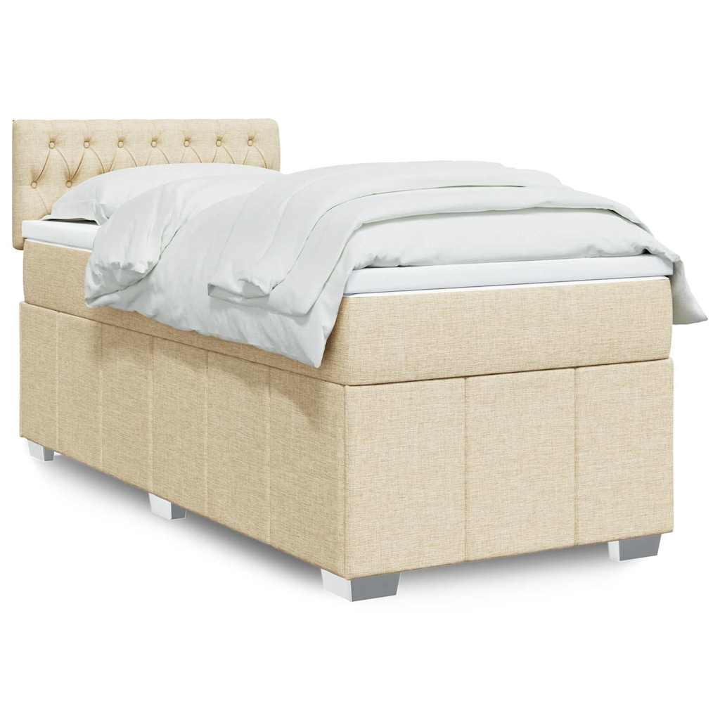 Giroletto a Molle con Materasso Crema 100x200 cm in Tessuto | homemem39