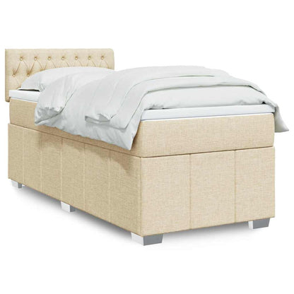 Giroletto a Molle con Materasso Crema 100x200 cm in Tessuto | homemem39