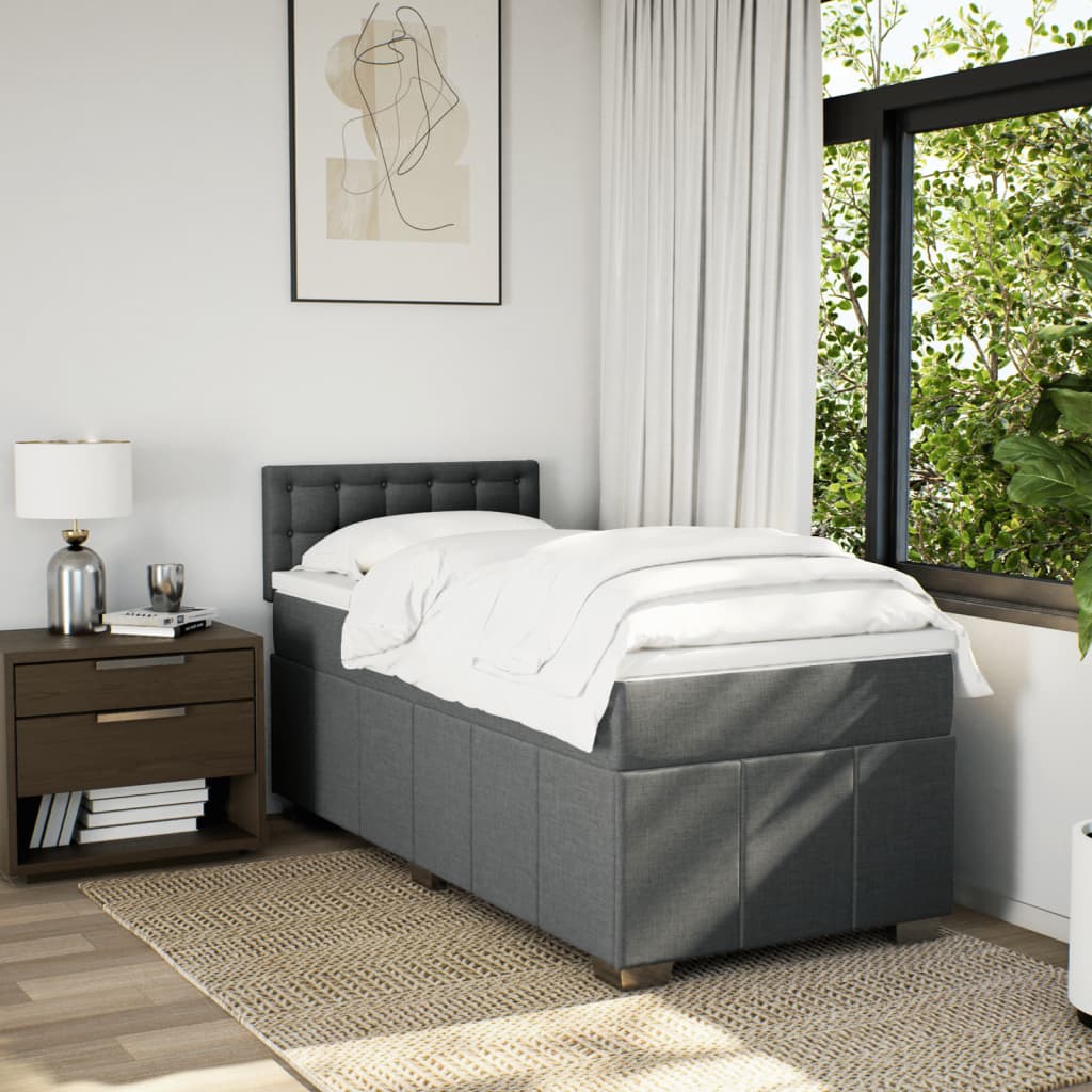 Giroletto a Molle con Materasso Grigio Scuro 100x200 cm Tessuto | homemem39