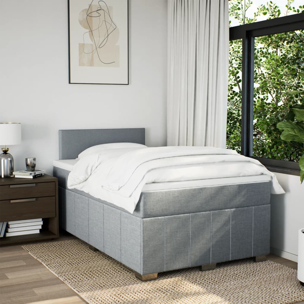 Giroletto a Molle con Materasso Grigio Chiaro 120x190cm Tessuto | homemem39