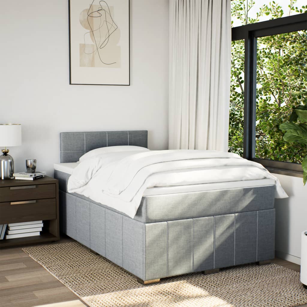 Giroletto a Molle con Materasso Grigio Chiaro 120x190cm Tessuto | homemem39