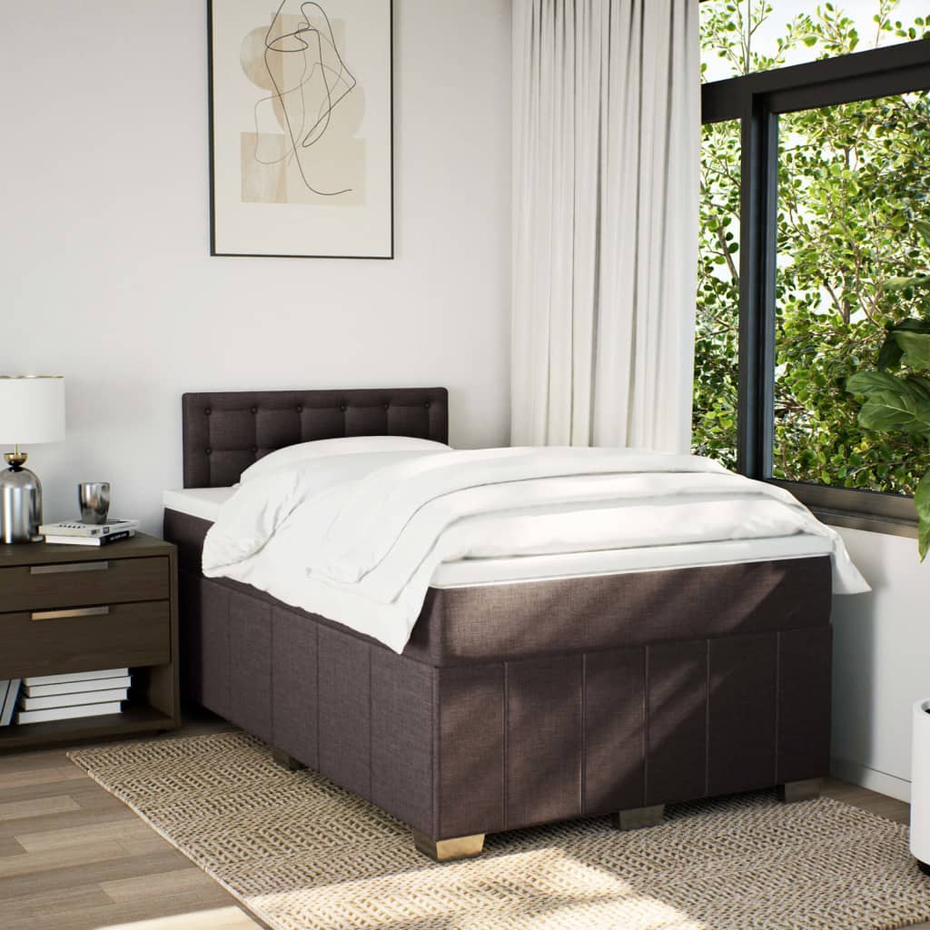 Giroletto a Molle con Materasso Marrone Scuro 120x190cm Tessuto | homemem39