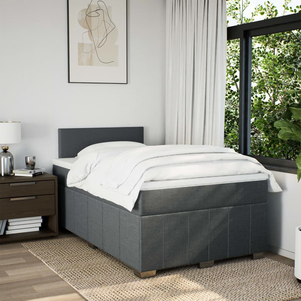 Giroletto a Molle con Materasso Grigio Scuro 120x200 cm Tessuto | homemem39