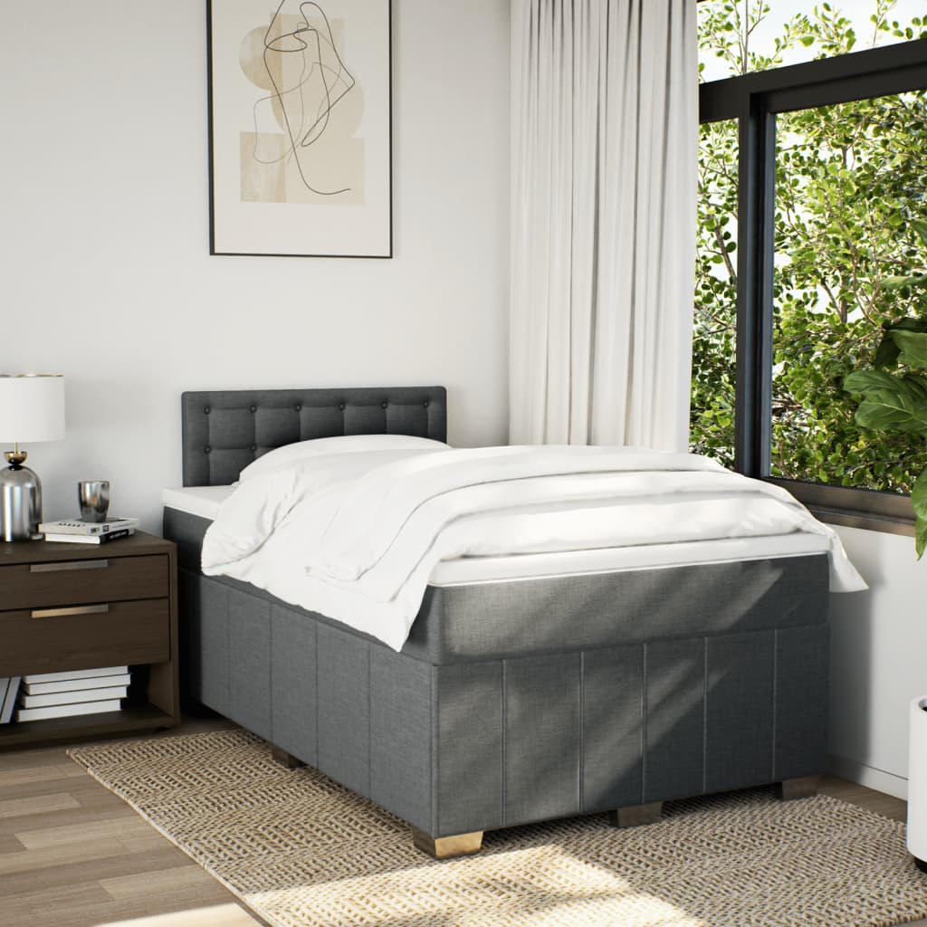 Giroletto a Molle con Materasso Grigio Scuro 120x200 cm Tessuto | homemem39