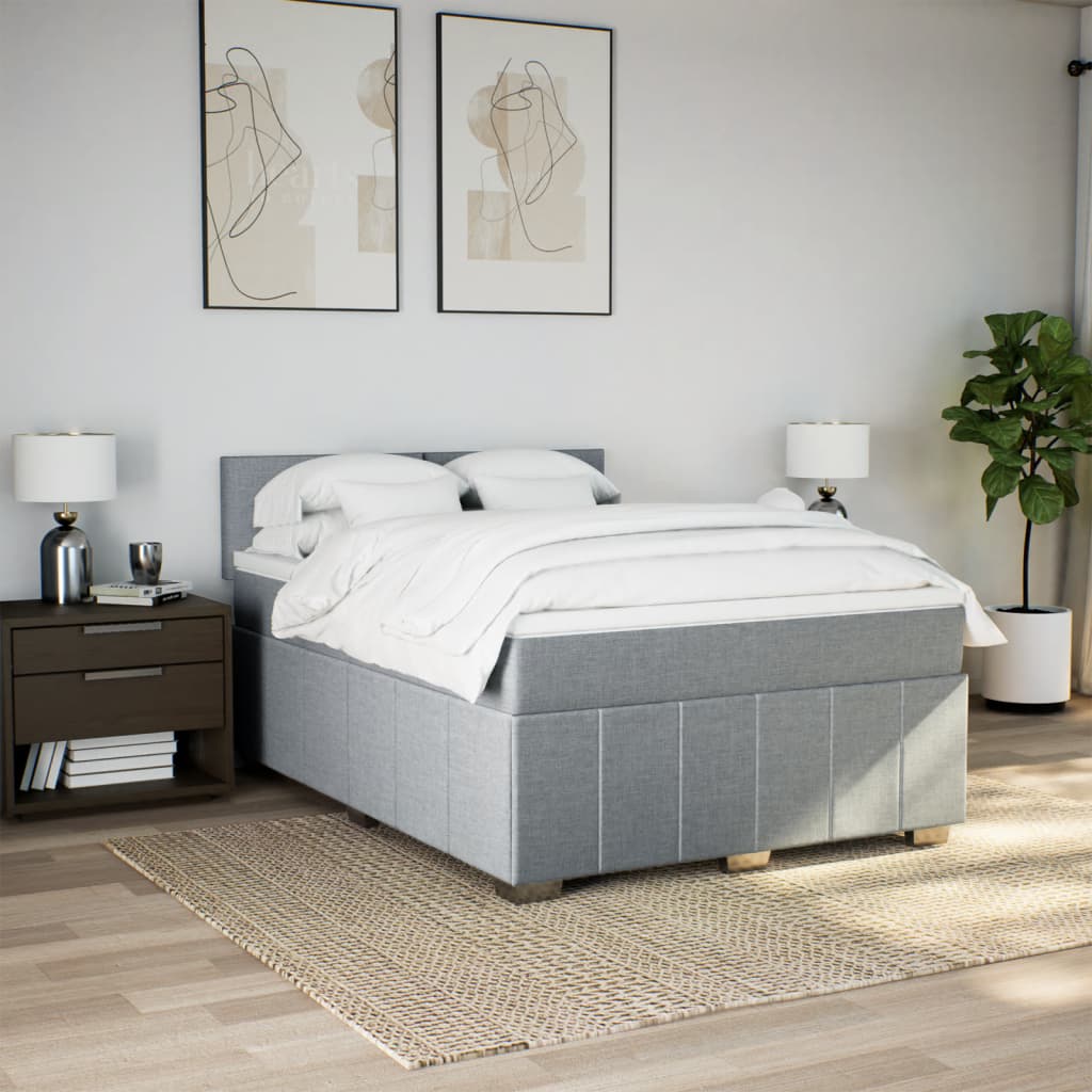 Giroletto a Molle con Materasso Grigio Chiaro 140x190cm Tessuto | homemem39