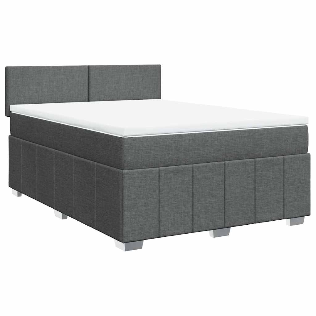 Giroletto a Molle con Materasso Grigio Scuro 140x190 cm Tessuto