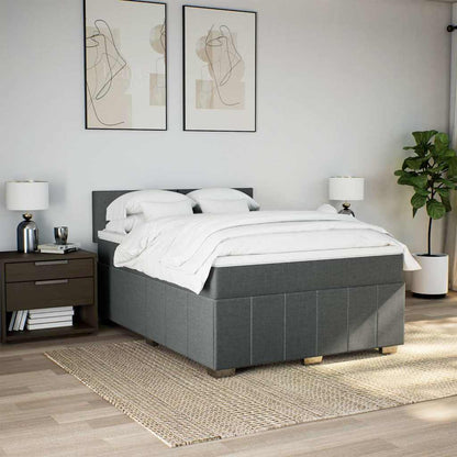 Giroletto a Molle con Materasso Grigio Scuro 140x190 cm Tessuto
