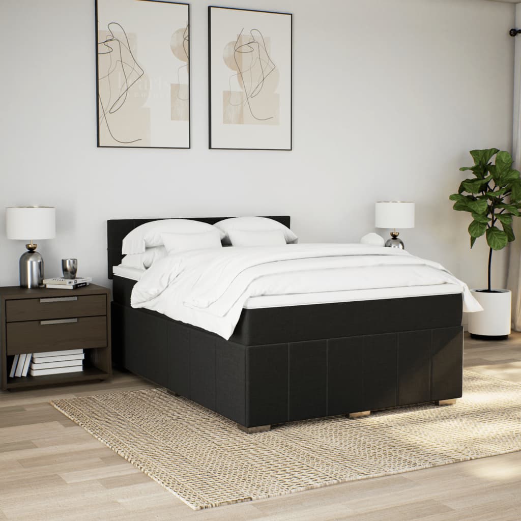 Giroletto a Molle con Materasso Nero 140x190 cm in Tessuto | homemem39