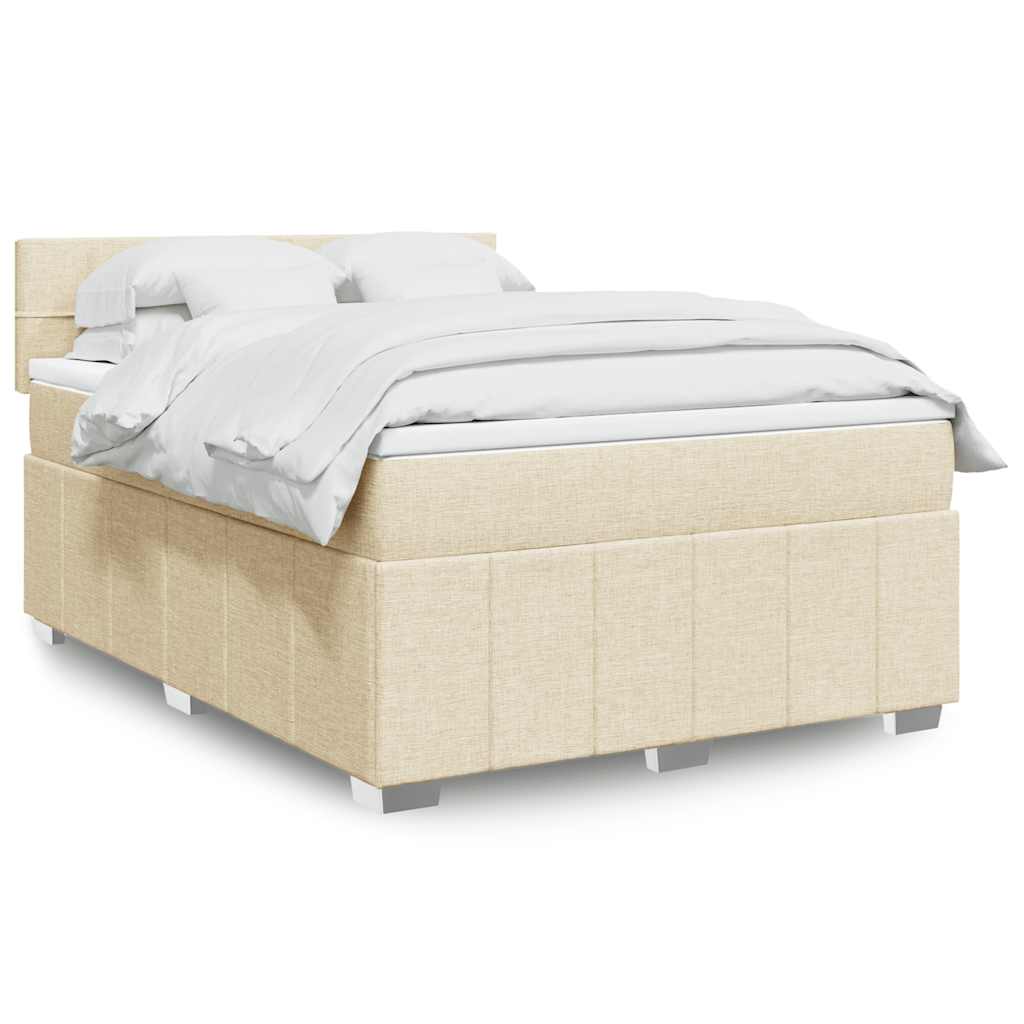 Giroletto a Molle con Materasso Crema 140x19 cm in Tessuto | homemem39