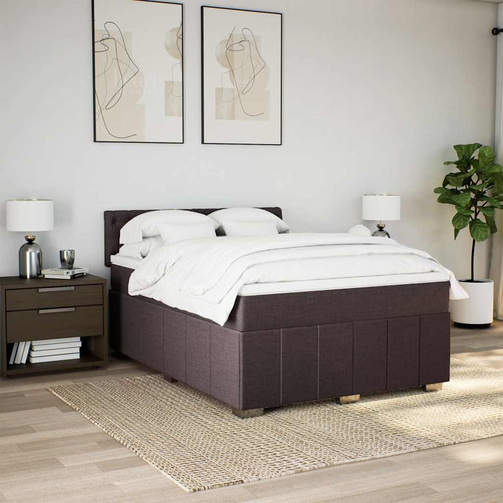 Giroletto a Molle con Materasso Marrone Scuro 140x190cm Tessuto | homemem39