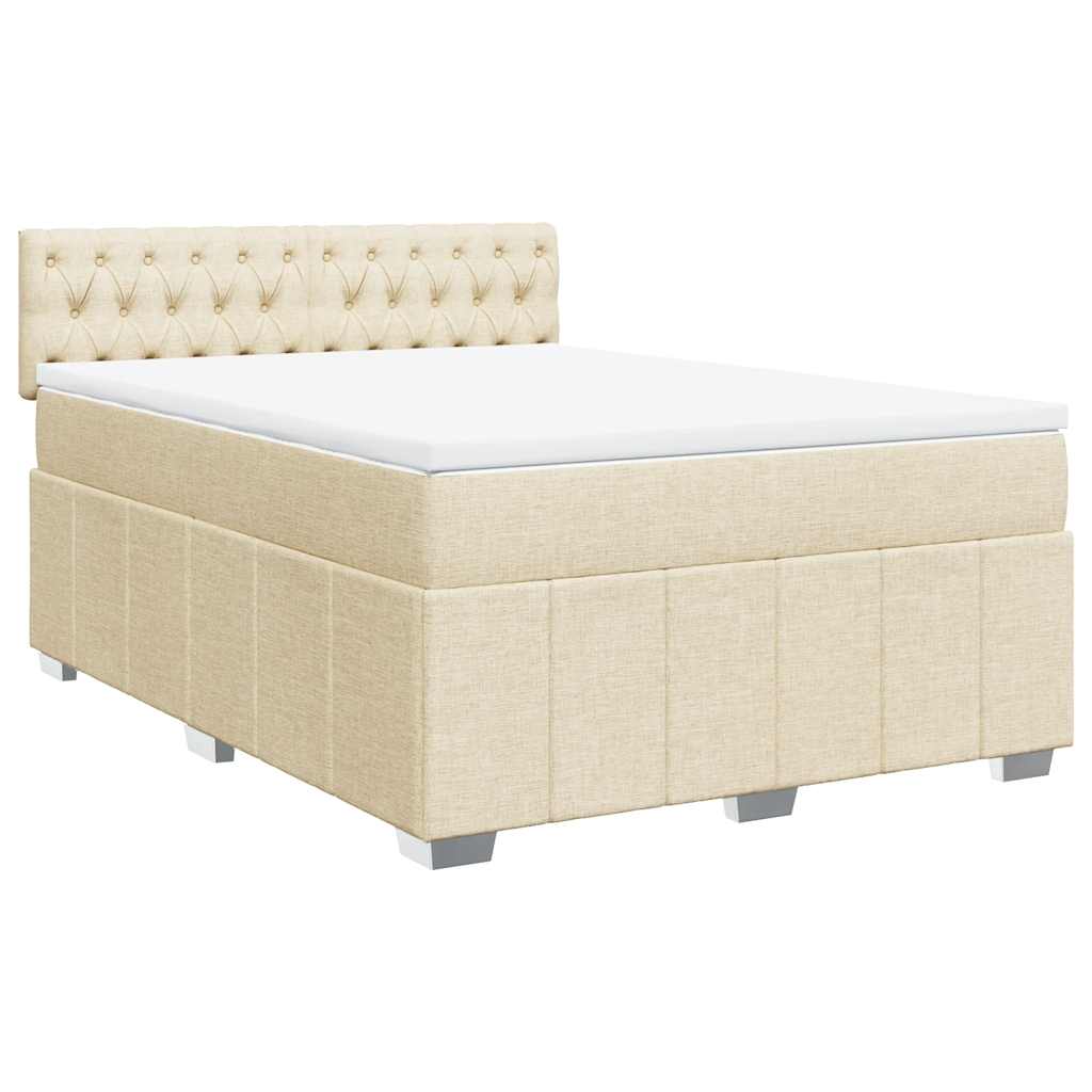 Giroletto a Molle con Materasso Crema 140x19 cm in Tessuto | homemem39