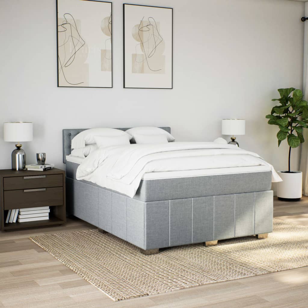 Giroletto a Molle con Materasso Grigio Chiaro 140x190cm Tessuto | homemem39