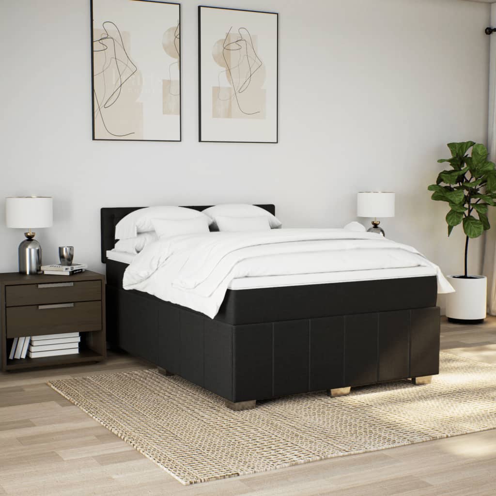 Giroletto a Molle con Materasso Nero 140x190 cm in Tessuto | homemem39