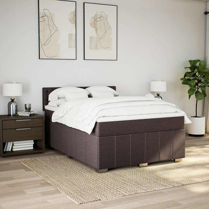 Giroletto a Molle con Materasso Marrone Scuro 140x190cm Tessuto | homemem39