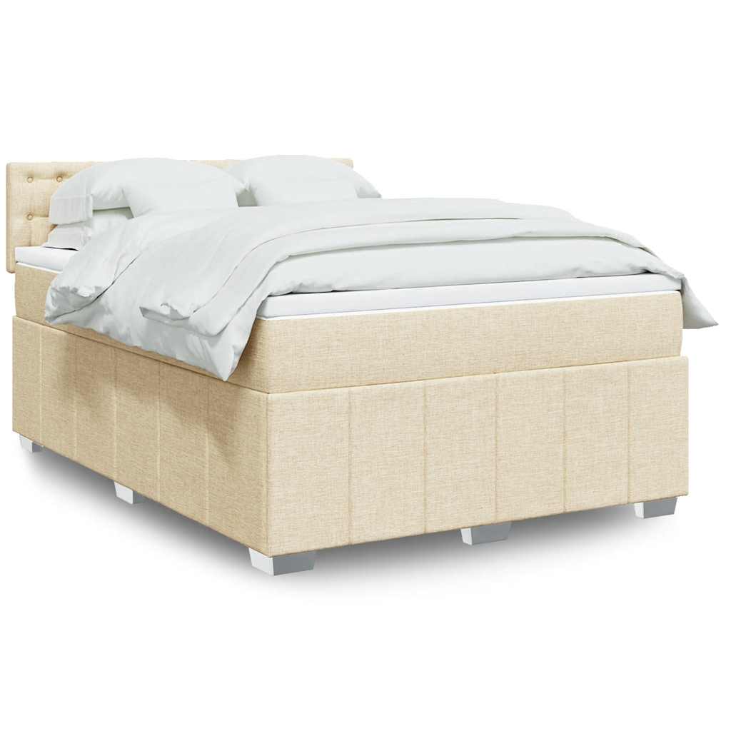 Giroletto a Molle con Materasso Crema 140x19 cm in Tessuto | homemem39