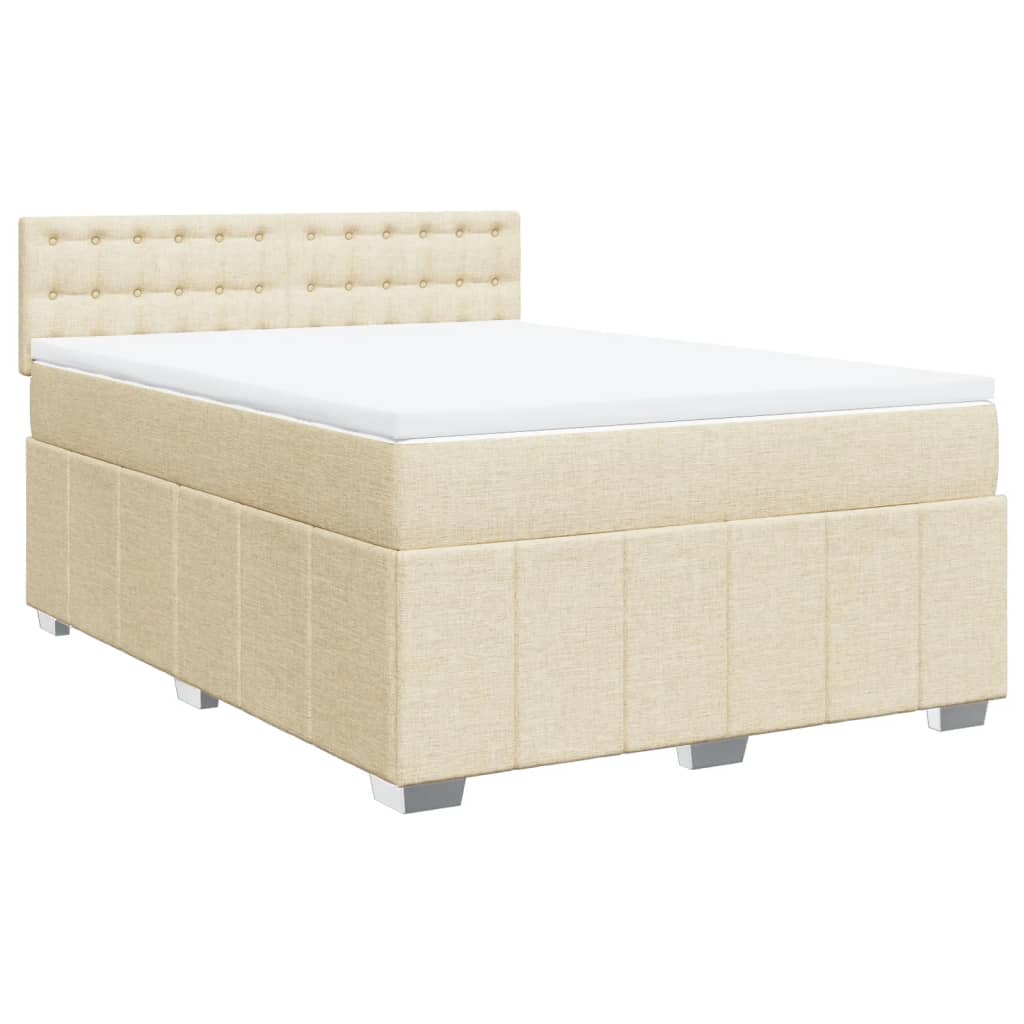 Giroletto a Molle con Materasso Crema 140x200 cm in Tessuto | homemem39