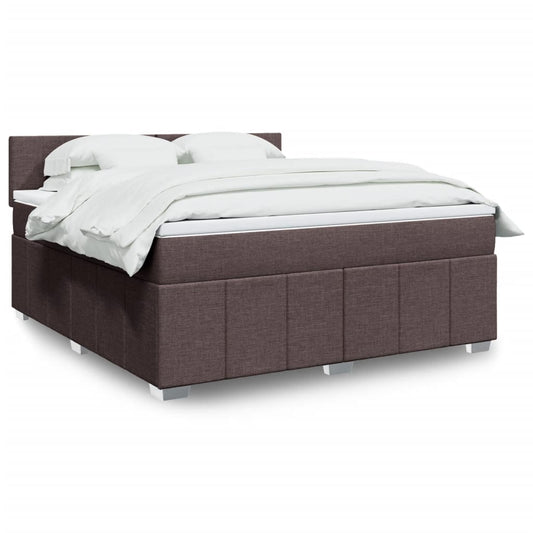 Giroletto a Molle con Materasso Marrone Scuro 180x200cm Tessuto