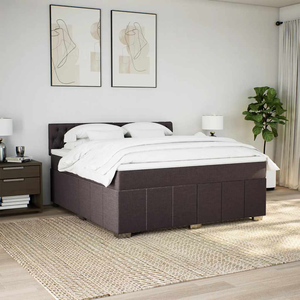 Giroletto a Molle con Materasso Marrone Scuro 180x200cm Tessuto