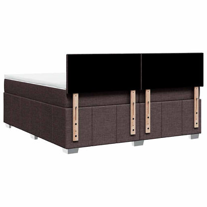 Giroletto a Molle con Materasso Marrone Scuro 200x200cm Tessuto