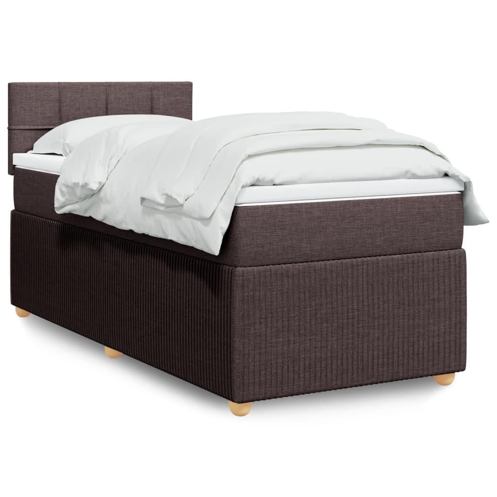 Giroletto a Molle con Materasso Marrone Scuro 80x200 cm Tessuto | homemem39