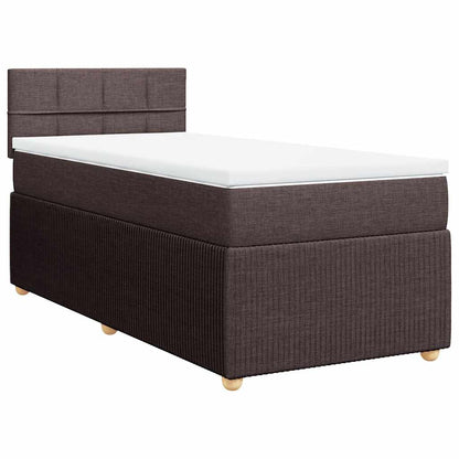 Giroletto a Molle con Materasso Marrone Scuro 90x190cm Tessuto