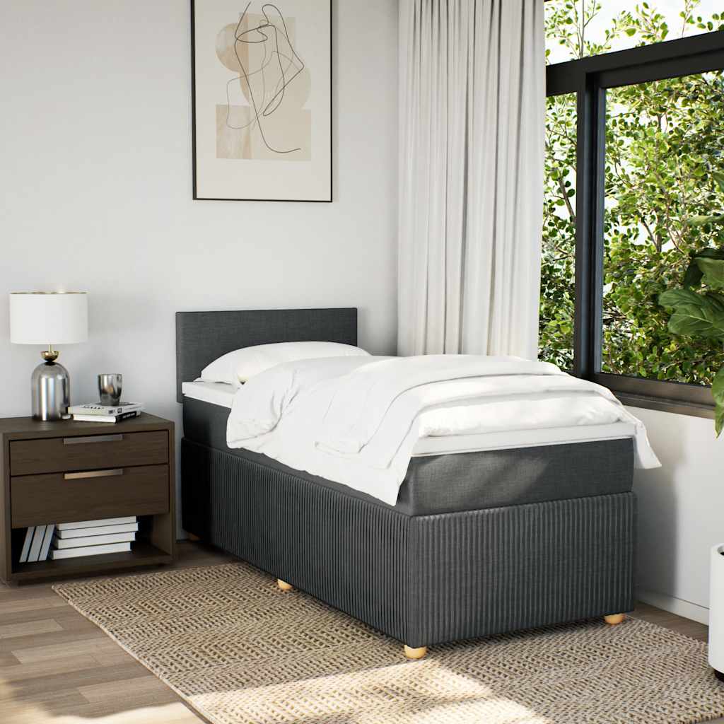 Giroletto a Molle con Materasso Grigio Scuro 90x200 cm Tessuto