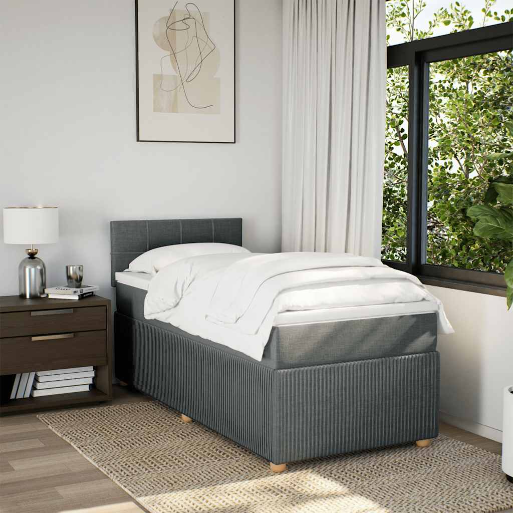 Giroletto a Molle con Materasso Grigio Scuro 90x200 cm Tessuto